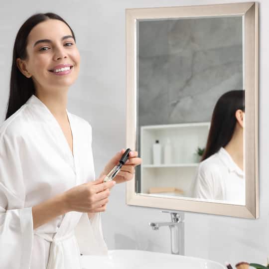Head West Brushed Nickel Framed Accent Vanity Mirror